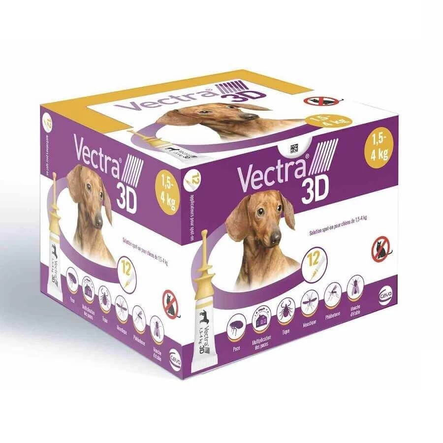 Vectra 3D Chien 1,5 à 4 Kg 12 Pipettes 3 Vectra 3D Chien 1,5 à 4 Kg 12 Pipettes