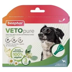 Beaphar VETOpure Pipettes Répulsives Antiparasitaires Chien 15-30 Kg X3