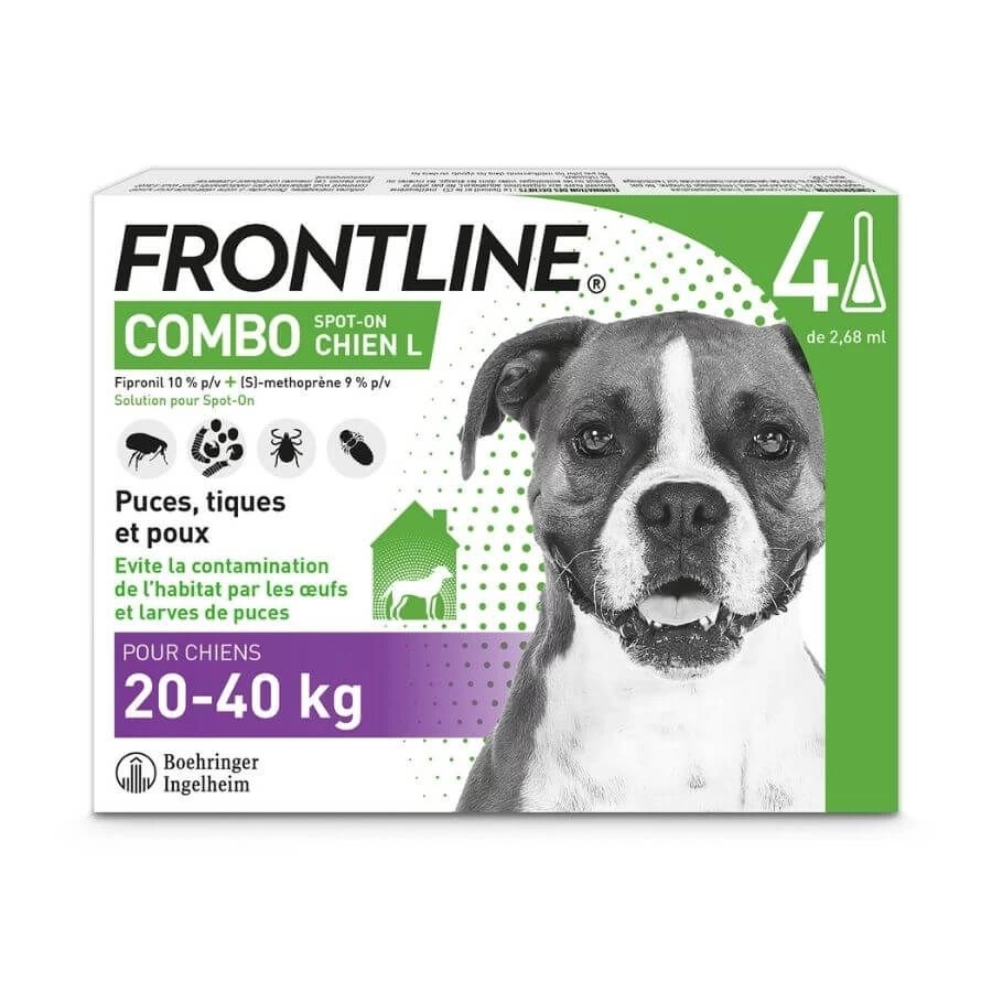 Frontline Combo Chien 20-40 Kg 4 Pipettes 3 Frontline Combo Chien 20-40 Kg 4 Pipettes
