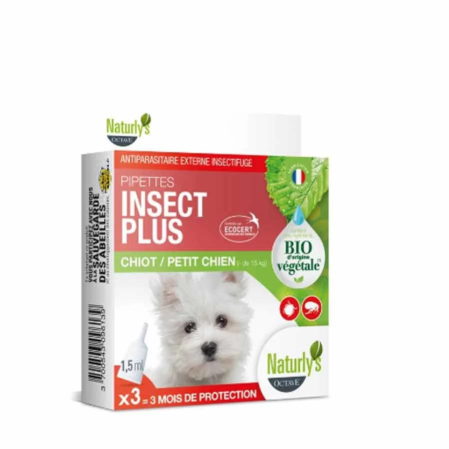 Naturlys Pipettes Insect Plus Bio Chiot Et Petit Chien X3 3 Naturlys Pipettes Insect Plus Bio Chiot Et Petit Chien X3
