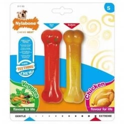Nylabone Puppy Teething Chew Twin Pack Os 2x Légumes & Poulet S