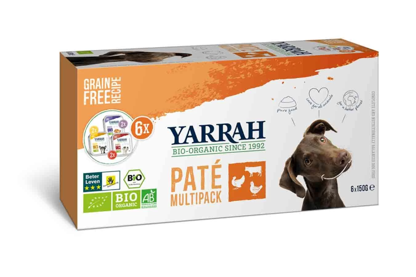 Yarrah Multipack Bio Sans Céréales Pour Chien 6 X 150 G